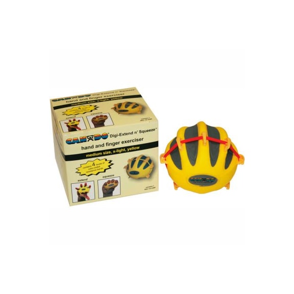 Fabrication Enterprises CanDo Digi-Extend n' Squeeze Exerciser, X-Light, Yellow, Medium 139068 - main